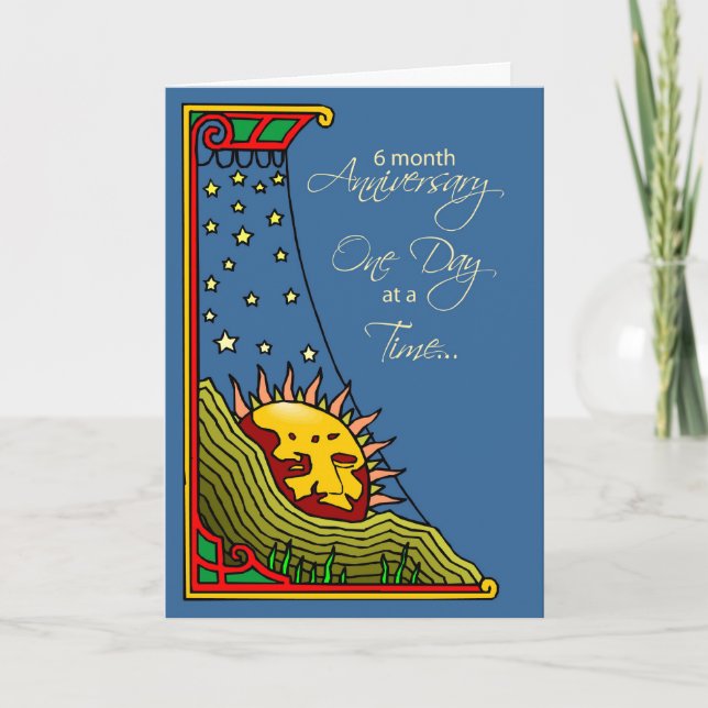 6 Month Anniversary Recovery Sun Card (Front)