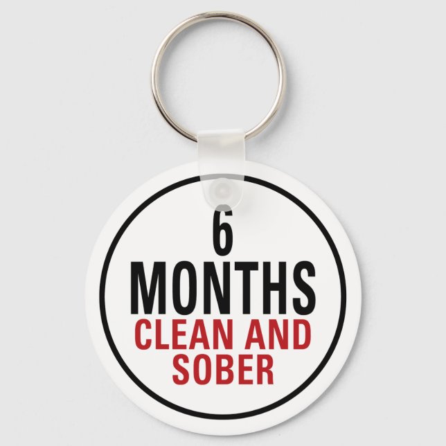 6 Months Clean and Sober Key Ring (Front)