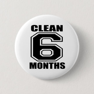 6 months clean black 6 cm round badge