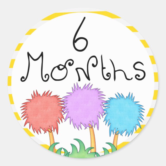 6 Months Inspired Milestone Classic Round Sticker (Front)