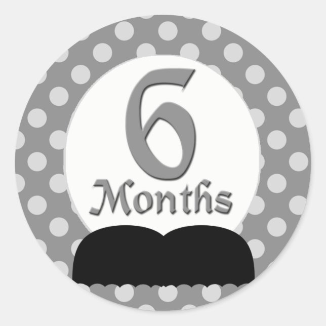 6 Months Moustache Milestone Classic Round Sticker (Front)