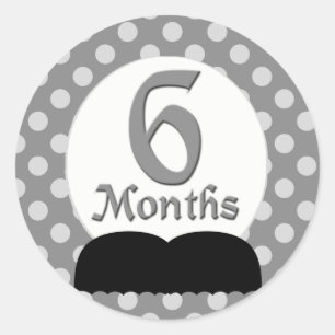 6 Months Moustache Milestone Classic Round Sticker