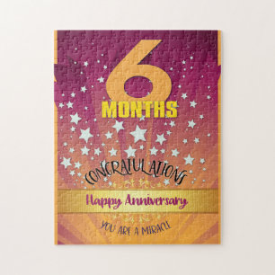 6 Months Recovery Anniversary Bold Numeral Jigsaw Puzzle