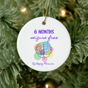 6 Months Seizure Free Epilepsy Warrior Ceramic Tree Decoration
