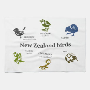 6 New Zealand birds Tea Towel