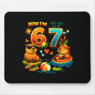 6 next year be 7 capybara 67 meme kids birthday mouse mat