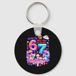 6 next year be 7 colourful pony 67 meme birthday key ring