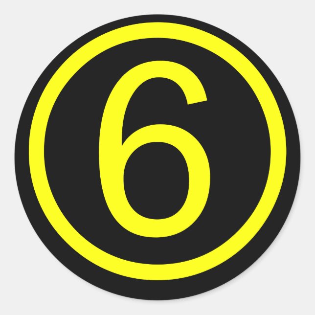 6 - number six classic round sticker (Front)