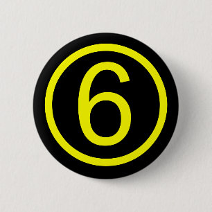 6 - number six cm round badge