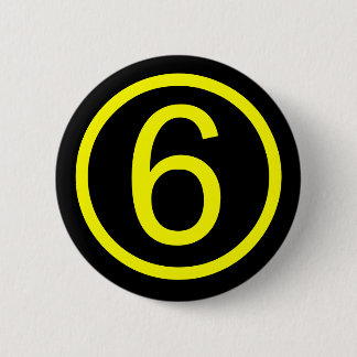 6 - number six cm round badge