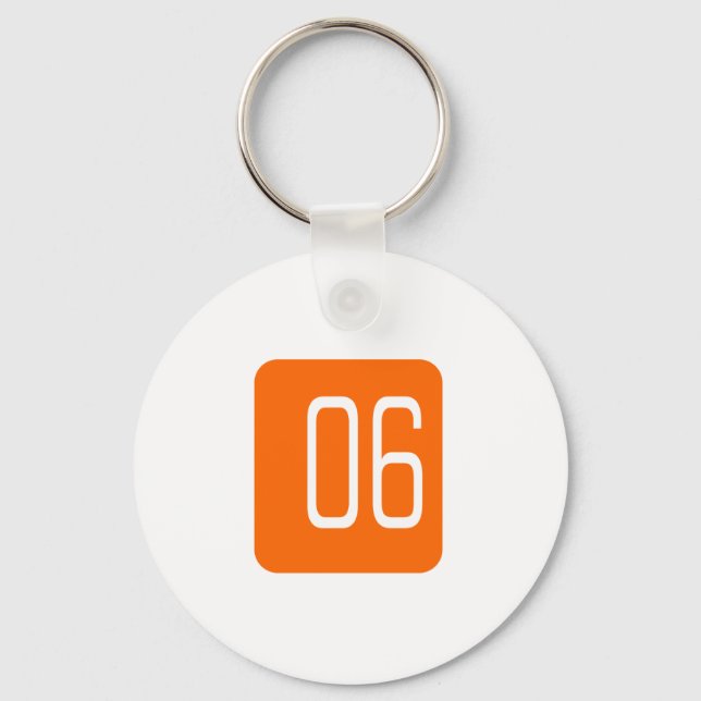 #6 Orange Square Key Ring (Front)