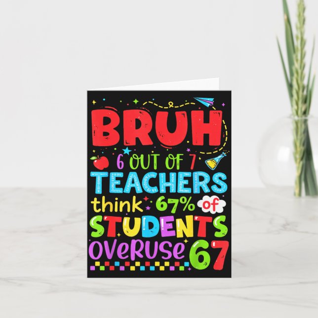 6 Out Of 7 Teachers Think 67% Of Students Overuse  Card (Front)