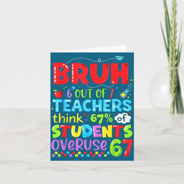 6 Out Of 7 Teachers Think 67% Of Students Overuse  Card (Front)