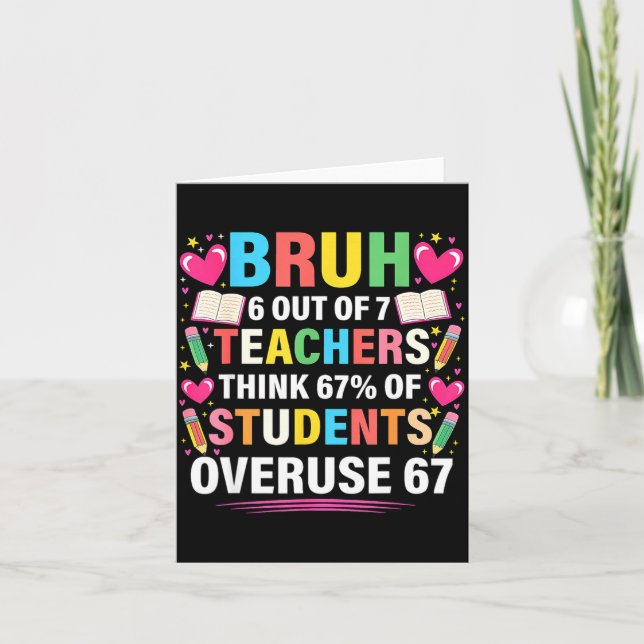 6 Out Of 7 Teachers Think 67% Of Students Overuse  Card (Front)