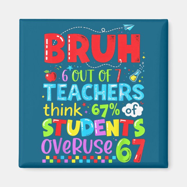 6 Out Of 7 Teachers Think 67% Of Students Overuse  Magnet (Front)