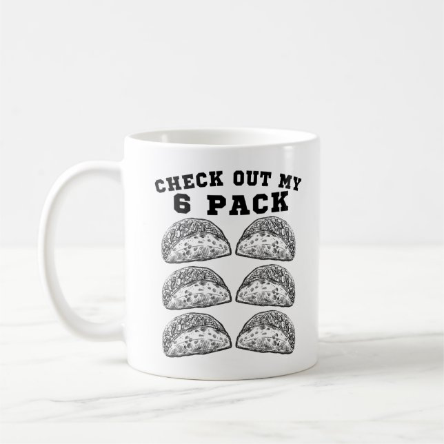 6 Pack Fitness Taco Funny Mexican Gym - Taco Lover Coffee Mug (Left)