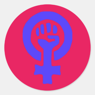 6 Pack Large Custom Blue Glossy Feminist Stickers