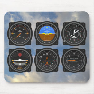 6 Pack of Aeroplane Gauges in the Clouds Mouse Mat