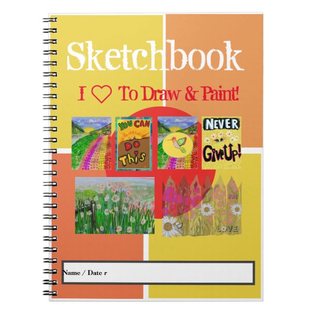 6-Panel Photos, Family, Pets, Artwork & 1-line Txt Notebook (Front)