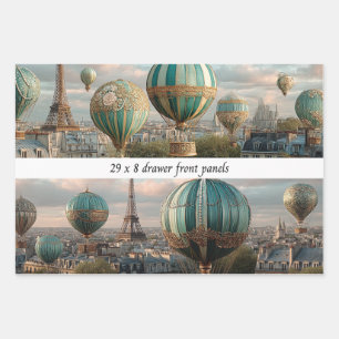 6 Paris Hot Air Balloon Wrapping Drawer Panels Wrapping Paper Sheet