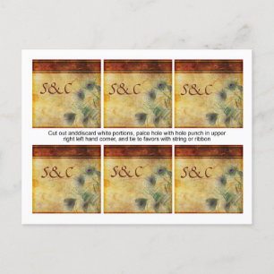 6 Peacock Feather Wedding Favour Tags Postcard
