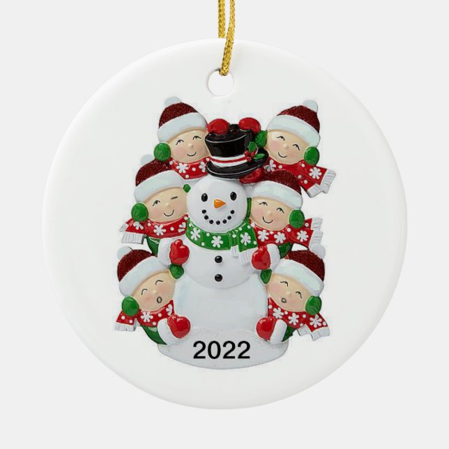 6 person snowman customisable ornament (Front)