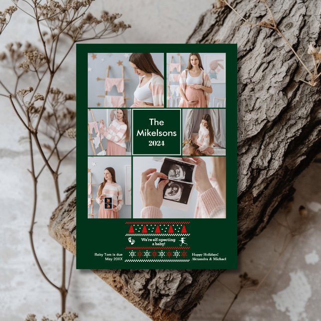 6 Photo Baby We are expecting Pregnancy Announceme Holiday Card (Creator Uploaded)