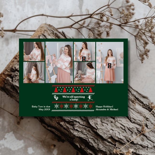 6 Photo Baby We are expecting Pregnancy Announceme Holiday Card (Creator Uploaded)