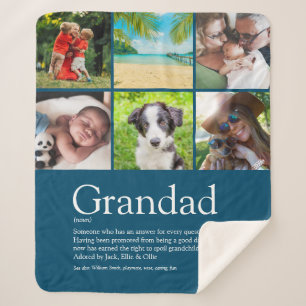 6 Photo Best Grandpa, Grandad, Papa Definition Sherpa Blanket
