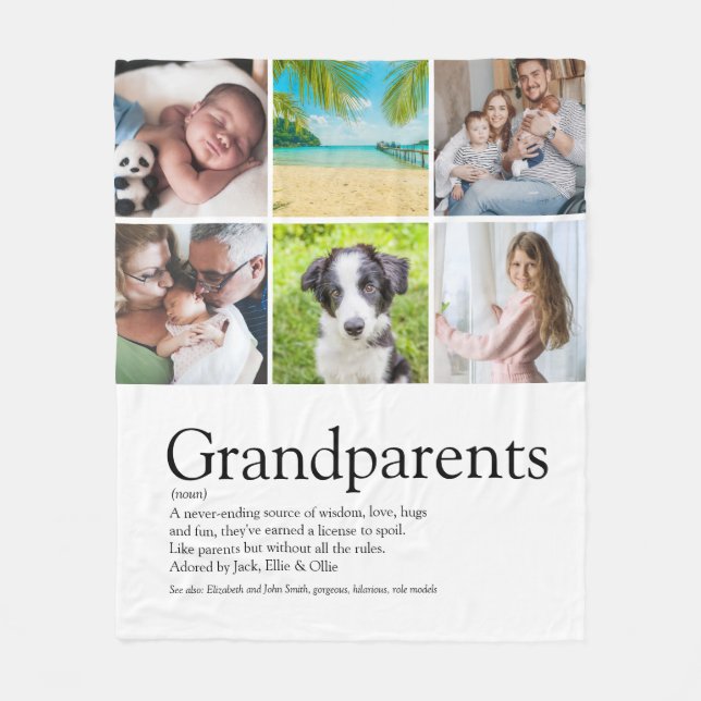 6 Photo Best Grandparents Ever Definition Fleece Blanket (Front)