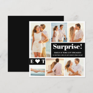 6 Photo Black White Engagement Announcement