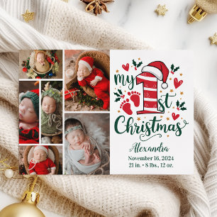 6 Photo Candy Cane Baby 1st Christmas Holiday Card
