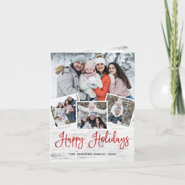 6 PHOTO Christmas Rustic Birch Bark Greeting Holiday Card (Front)