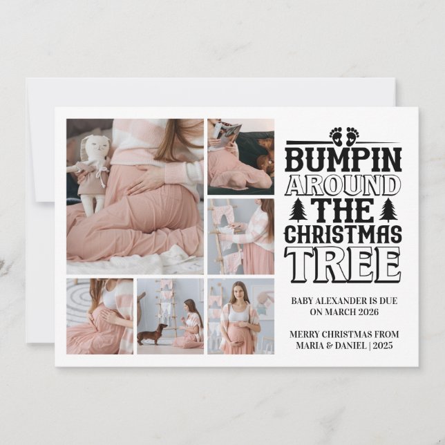 6 Photo Christmas Tree Pregnancy Announcement (Front)