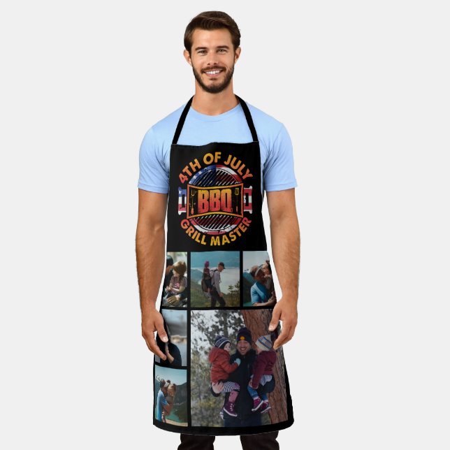 6 Photo Collage 4th of July Grill Master BBQ Apron (Worn)