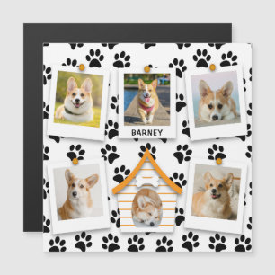 6 Photo Collage Add Name Dog House Magnetic Card