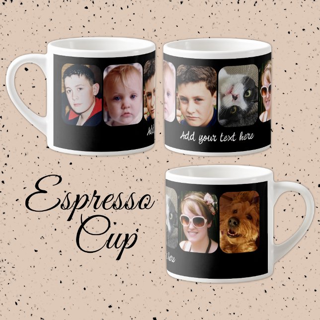 6 photo collage add text black espresso cup (Creator Uploaded)