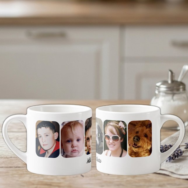 6 photo collage add text white espresso cup (Creator Uploaded)