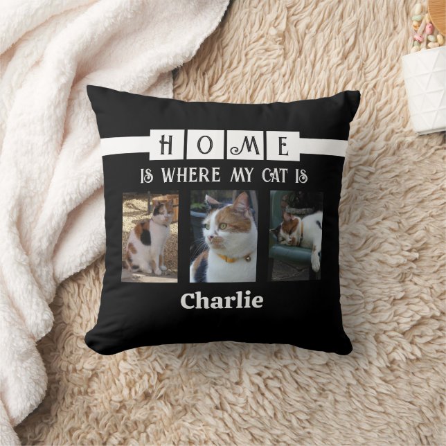 6 photo collage animal lover black cushion (Blanket)