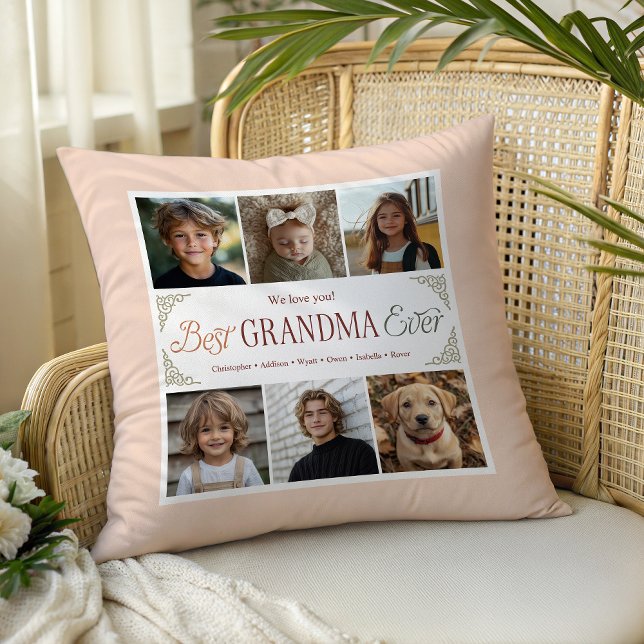 6 Photo Collage Best Grandma Ever  Cushion (Creator Uploaded)