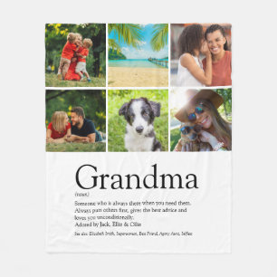 6 Photo Collage Best Grandma, Granny Definition Fleece Blanket