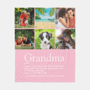 6 Photo Collage Best Grandma, Granny Definition Fleece Blanket