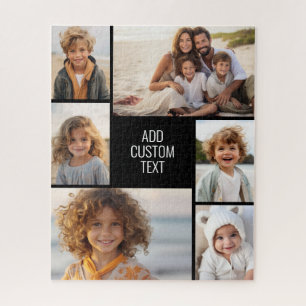 6 photo collage - black background - white text jigsaw puzzle