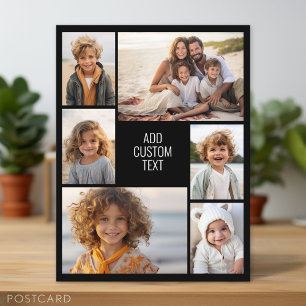 6 photo collage - black background - white text postcard