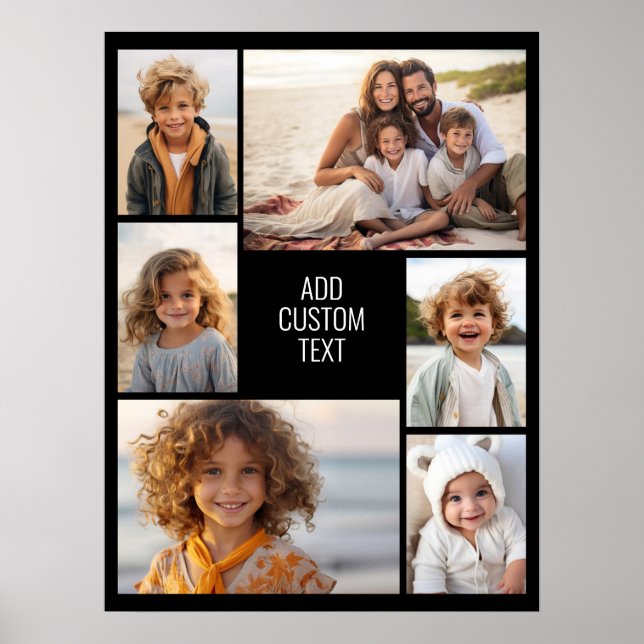 6 photo collage - black background - white text poster (Front)