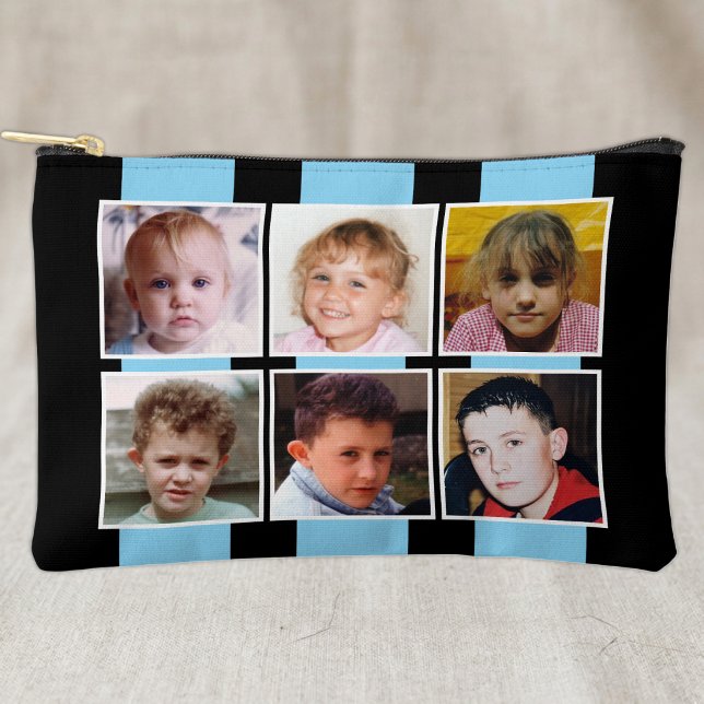 6 photo collage black blue accessory pouch (Creator Uploaded)