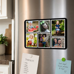 6 Photo Collage Black Create Your Own Refrigerator Magnet