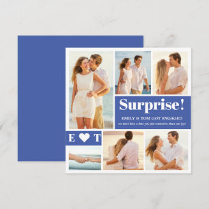 6 Photo Collage Blue Engagement Announcement