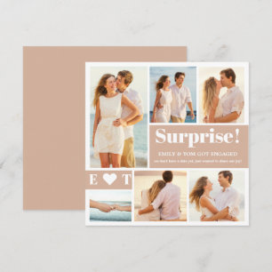 6 Photo Collage Blush Engagement Announcement