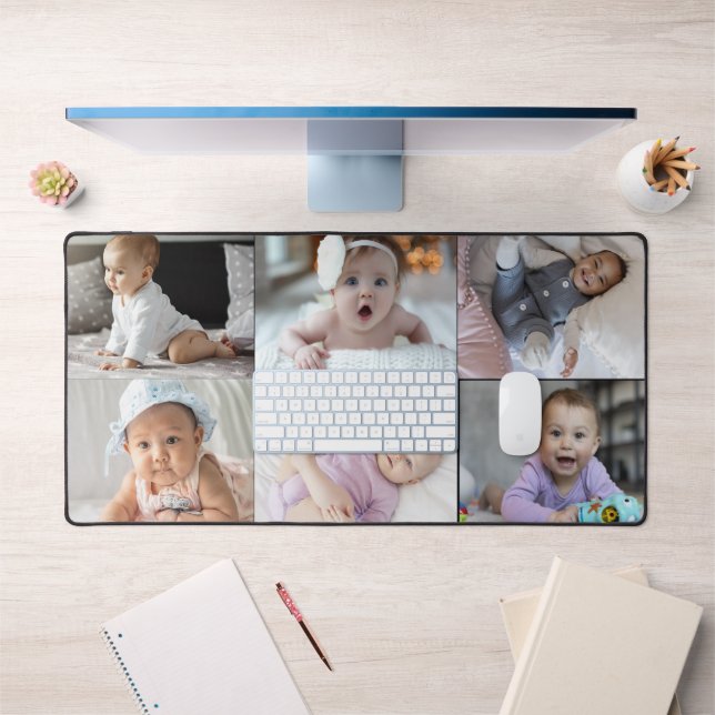 6 Photo Collage Custom Gift Desk Mat (Office 1)